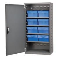 10A022 Cabinet, Gray, Steel Door, 8 Blue Drawers