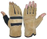 10D880 Mechanics Gloves, Leather, 3/4 Finger, L, PR