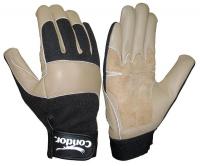 10D881 Mechanics Gloves, Leather, Tan/Blk, M, PR