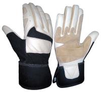 10D884 Mechanics Gloves, Goat Skin, Blk/Wht, S, PR