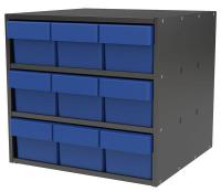10E455 Cabinet, 18Wx16.5Hx17D, Gray, 9 Blue Drwrs