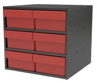 10E459 Cabinet, 18Wx16.5Hx17D, Gray, 6 Red Drwrs