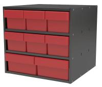 10E464 Cabinet, 18Wx16.5Hx17D, Gray, 8 Red Drwrs