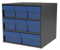 10E465 Cabinet, 18Wx16.5Hx17D, Gray, 8 Blue Drwrs