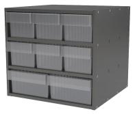 10E468 Cabinet, 18Wx16.5Hx17D, Gray, 8 Clear Drwrs