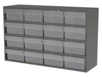 10E484 Cabinet, 35Wx22Hx11D, Gray, 16 Clear Drwrs