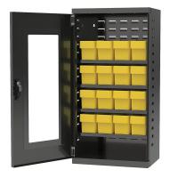10E507 Cabinet, Gray, Clear Dr, 20 Yellow Drawers