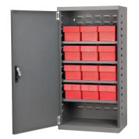 10E510 Cabinet, Gray, Clear Dr, 12 Red Drawers