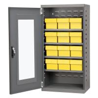 10E512 Cabinet, Gray, Clear Dr, 12 Yellow Drawers