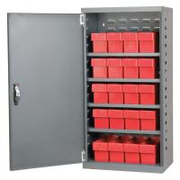 10E526 Cabinet, Gray, Steel Door, 20 Red Drawers