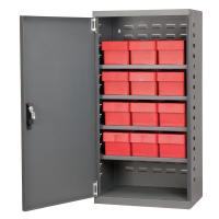 10E531 Cabinet, Gray, Steel Door, 12 Red Drawers