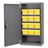 10E533 Cabinet, Gray, Steel Door, 12 Yellow Drawer