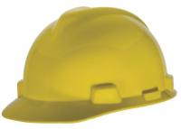 10E656 Hard Hat, FrtBrim, Slotted, 4PinLk, Yellow