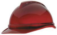 10E659 Hard Hat, FrtBrim, Slotted, 4Rtcht, Red