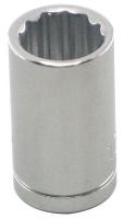 10E878 Socket, Standard, 1/4 In Dr, 12 Pts, 16mm