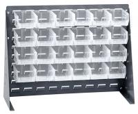 10E921 Bench Rack, 8Dx27Wx21H, 24 Clear Bins