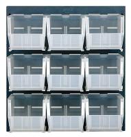 10E929 Louvered Panel, 6Dx18Wx19H, 9 Clear Bins