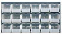 10E932 Louvered Panel, 11Dx36Wx19H, 18 Clear Bins