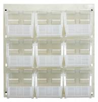 10E941 Louvered Panel, 11Dx18Wx19H, 9 Clear Bins