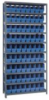 10E969 Bin Shelving, Solid, 36X12, 72 Bins, Blue