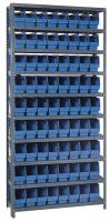 10E977 Bin Shelving, Solid, 36X18, 72 Bins, Blue