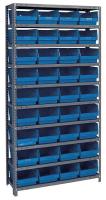 10E979 Bin Shelving, Solid, 36X18, 36 Bins, Blue