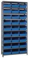 10E980 Bin Shelving, Solid, 36X18, 27 Bins, Blue