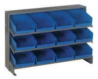 10E987 Pick Rack, 12Dx36Wx21H, 12 Blue Bins