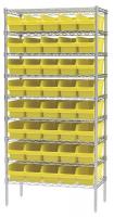 10F140 Bin Shelving, Wire, 36X18, 40 Bins, Yellow