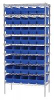 10F141 Bin Shelving, Wire, 36X18, 40 Bins, Blue