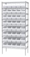 10F142 Bin Shelving, Wire, 36X18, 40 Bins, White