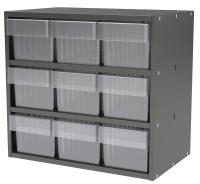 10F149 Cabinet, 18Wx16.5Hx11D, Gray, 9 Clear Drwrs