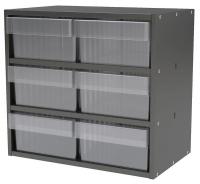 10F154 Cabinet, 18Wx16.5Hx11D, Gray, 6 Clear Drwrs