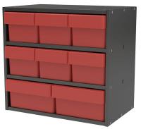 10F155 Cabinet, 18Wx16.5Hx11D, Gray, 8 Red Drawers