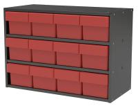 10F166 Cabinet, 23Wx16.5Hx11D, Gray, 12 Red Drwrs