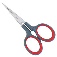 10F711 Scissors, 4 In, Straight, Micro-Tip, Gry/Red