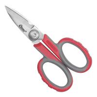 10F718 Shear, 5-1/4 L, Straight, Serrated, Grey/Red