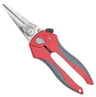 10F732 Snip, 8 In L, Straight, Serrated, Grey/Red
