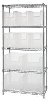 10H865 Bin Shelving, Wire, 36X18, 12 Bins, Clear