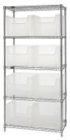 10H866 Bin Shelving, Wire, 36X18, 8 Bins, Clear