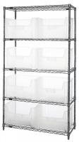 10H867 Bin Shelving, Wire, 42X18, 8 Bins, Clear