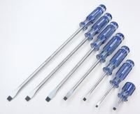 10J218 Screwdriver Set, Slotted, Chrome, 7 Pc