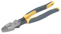 10J828 Pliers, Rnd Nose, w/Cutter, Ylw/Gry, 9-1/4In