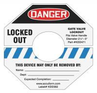 11Y753 Gate Valve Lockout Label, 4 In. H, 4 In. W