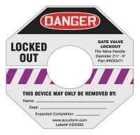 11Y759 Gate Valve Lockout Label, 5 In. H, 5 In. W