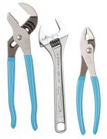 10N533 Plier and Wrench Set, Steel, Chrome, 3 Pcs