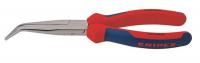 10N899 Pliers, Long, Half Rnd, 8 L, 40 Deg, Red/Blue