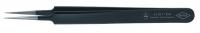 10U064 Tweezers, ESD, Needle, 4-1/4 In, SS, Black