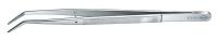 10U068 Tweezers, Dowel Pin, Bent, Serrated, 6 In