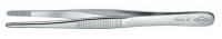 10U074 Tweezers, Blunt, Straight, Serrated, 4-3/4